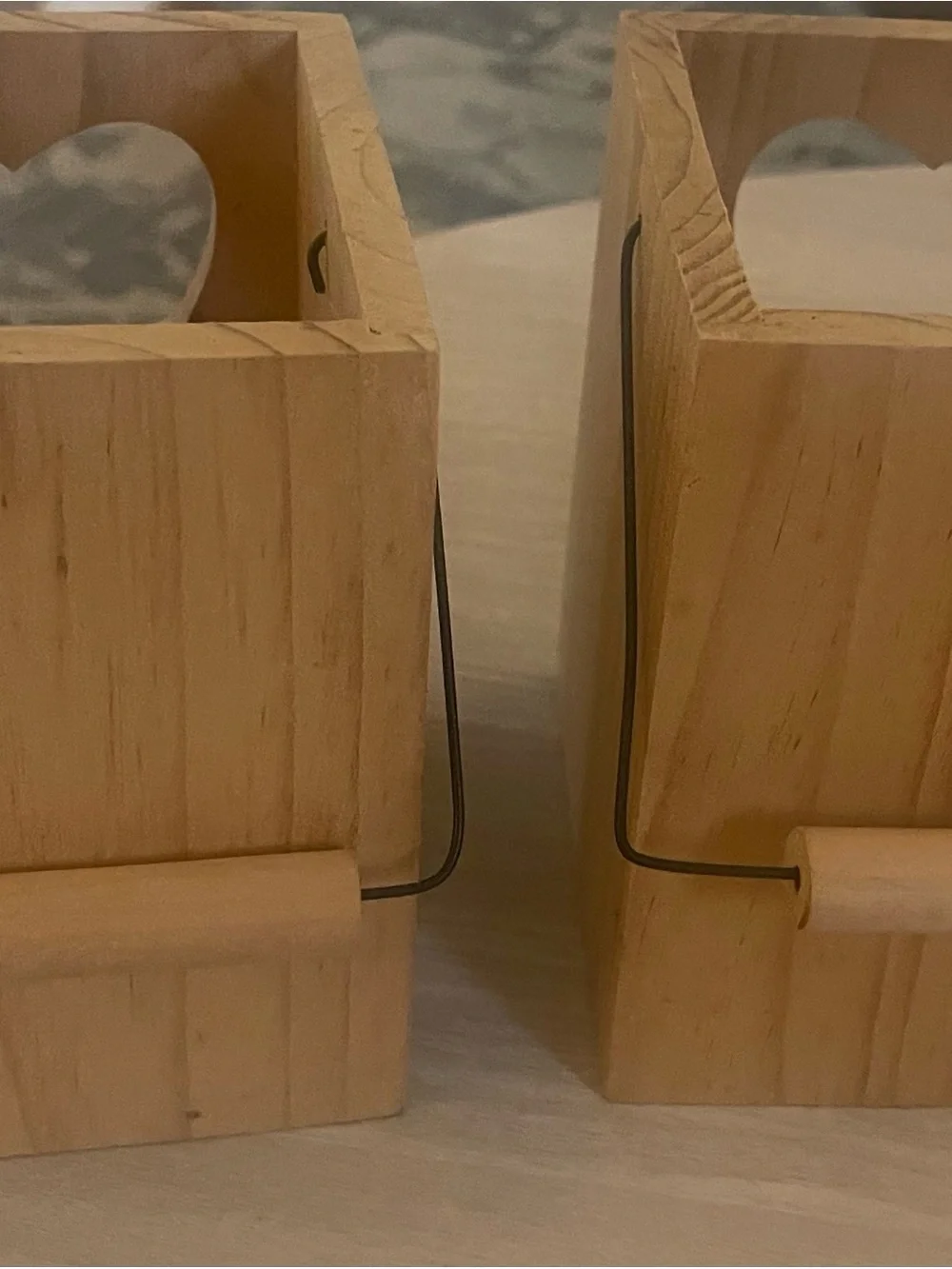 Set of 2 Wooden Heart Boxes with Handles Decorative Storage Boxes Cottage Core